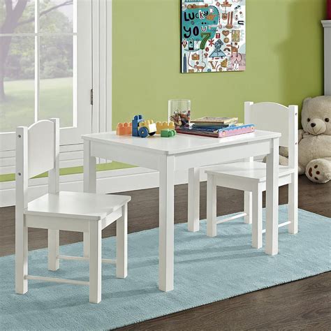 Timy Kids Table And 2 Chairs Set Solid Hard Wood White