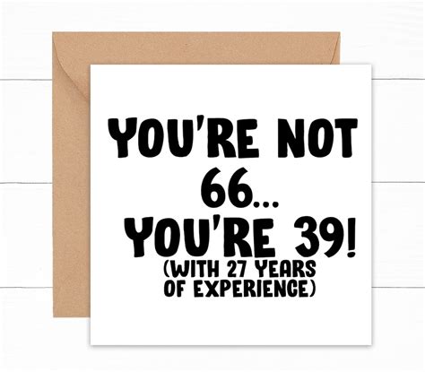 Funny 66th Birthday Card Funny Birthday Card For 66 Year Old Etsy