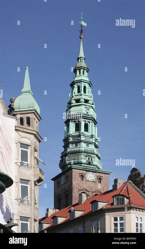 Church Steeple Stroget Copenhagen Denmark Stock Photo Alamy
