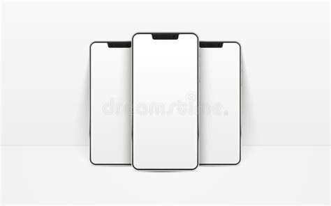 White Realistic Smartphones Mockup 3d Mobile Phones With Blank White