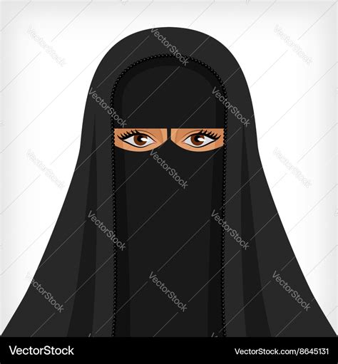 Beautiful Muslim Woman In Black Niqab Royalty Free Vector
