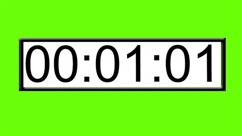 One Minute Digital Clock Countdown Timer On Green Screen White