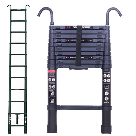 105ft Telescoping Ladder Black Extension Folding Ladder Aluminum Multi