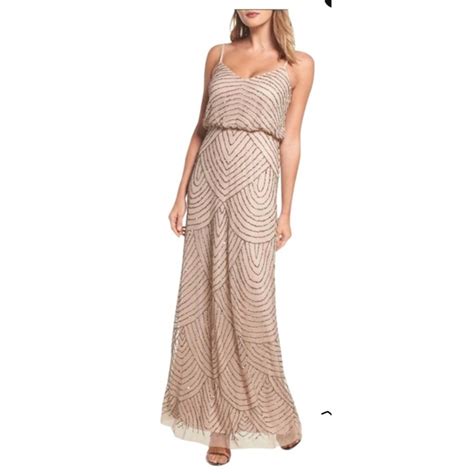 adrianna papell dresses adrianna papell taupe beaded formal gown poshmark