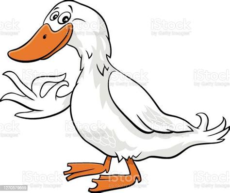 Kartun Karakter Hewan Burung Peternakan Bebek Ilustrasi Stok Unduh