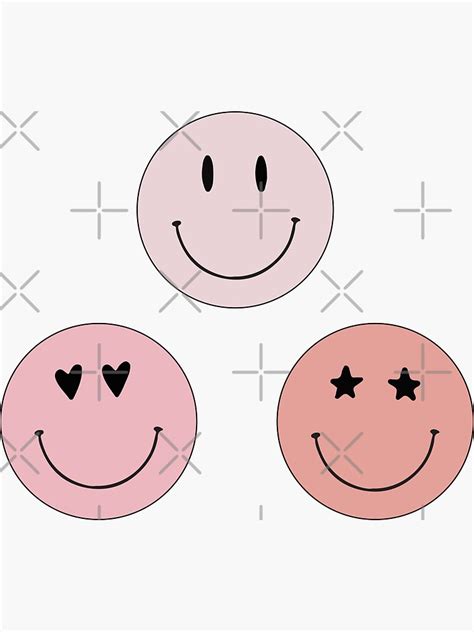 Pack Of Pink Smiley Faces Sticker For Sale By Selinasherman Redbubble