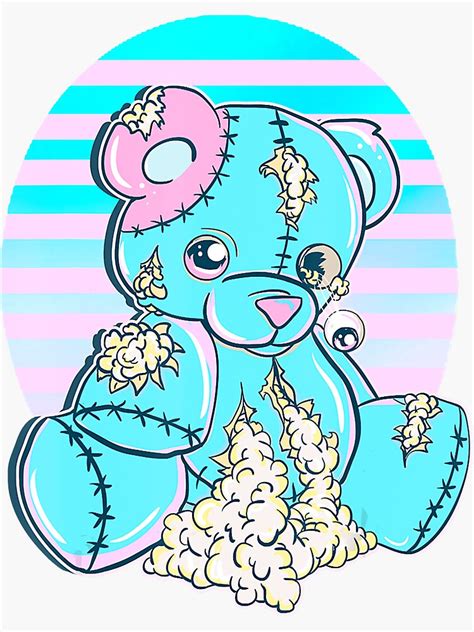 Japanese Anime Bear Menhera Sad Pastel Goth Sticker By
