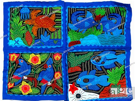Mola Textile Art By The Kuna People Kuna Yala San Blas Panama Foto