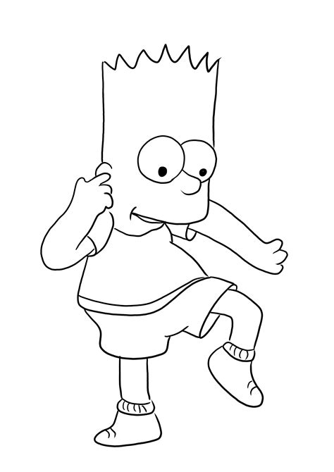 Bart Simpson Dancing Free Printable For Easy Coloring For Kids