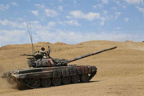 Georgian Soldiers 44th Armored Battalion Drive A T 72 Tank During A