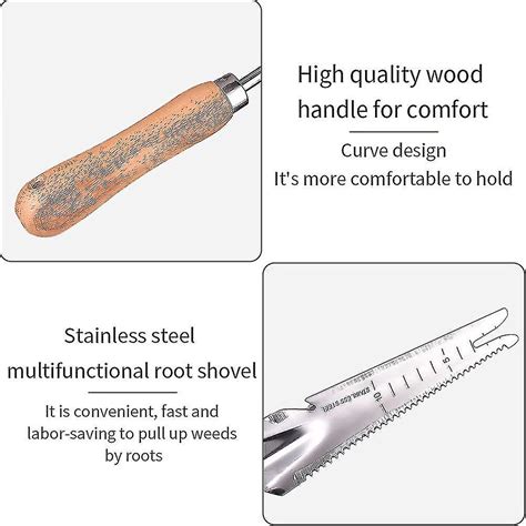 Manual Weeder Tool Stainless Steel Weeding Gouge With Wood Handle