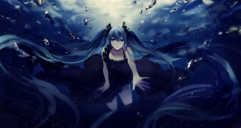 Bangs Long Hair Hatsune Miku Vocaloid Underwater