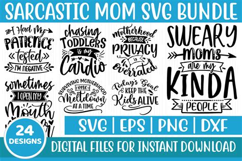 Sarcastic Mom Svg Bundle Vol1 Bundle · Creative Fabrica