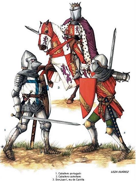 Juan I Rey De Castilla Caballeros Portugués Y Castellano En La Batalla