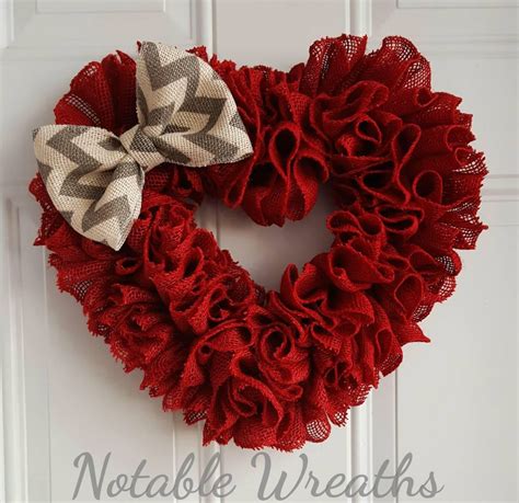 Valentines Day Wreath Burlap Wreath Heart Wreath Crimson Red Burlap
