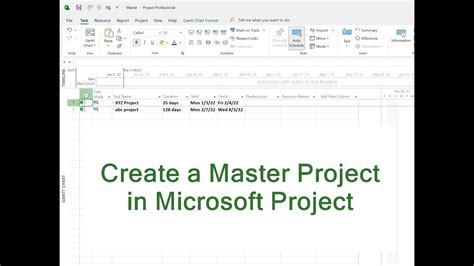How To Create A Master Project In Microsoft Project Youtube