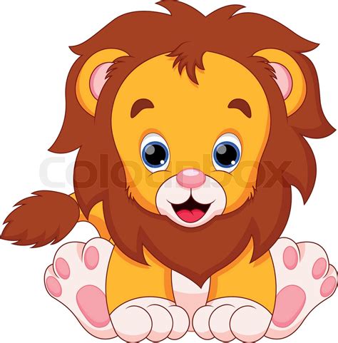 Cute Baby Lion Cartoon Stock Vector Colourbox