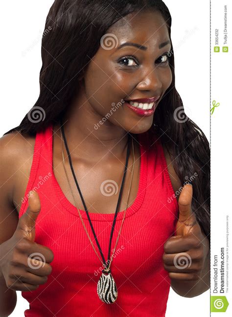 African American Lady With Thumbs Up Stock Photo Image