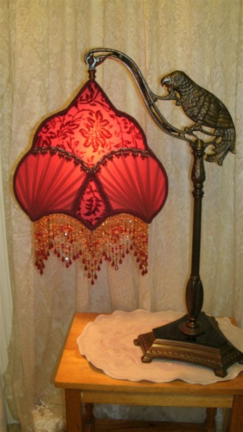 Red Silk Vintage Style Lamp Shade For Bridge Lamp