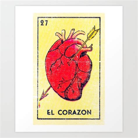 El Corazon Mexican Loteria Bingo Card Art Print By Casa De Loteria Society6
