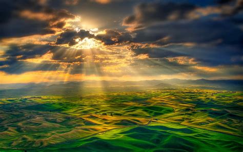 Photography Nature Sun Rays Clouds Mountains Far View Hills