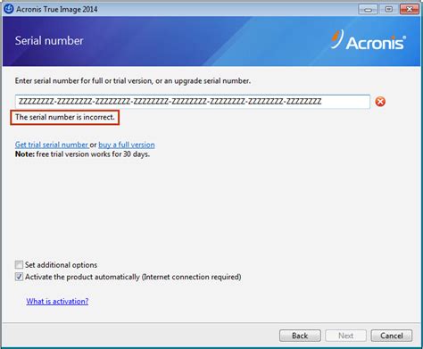 Acronis True Image 2015 And 2014 The Serial Number Is Incorrect
