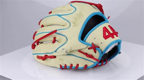 44 Pro Custom Baseball Glove Signature Series Crown Tip Sky Red Blonde