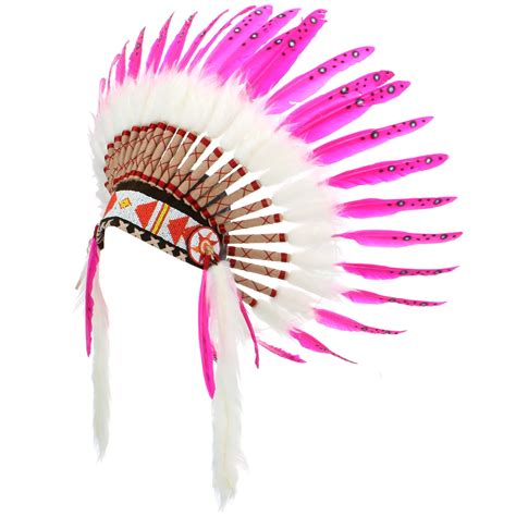 Indian Headdress Chief Feathers Bonnet Native American Gringo Fancy Dress Party Ebay