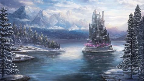 Castle In Winter Landscape Wallpaper Hd Artist 4k