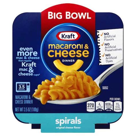Kraft Original Spirals Macaroni And Cheese Easy Microwavable Big Bowl