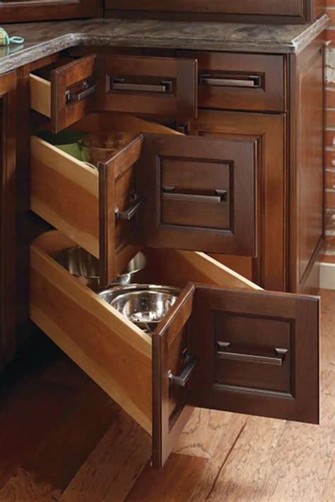 90 Degree Corner Cabinet With Three Corner Drawer Allows For Increased