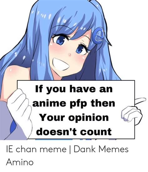 If You Have An Anime Pfp Then Your Opinion Doesnt Count Ie Chan Meme