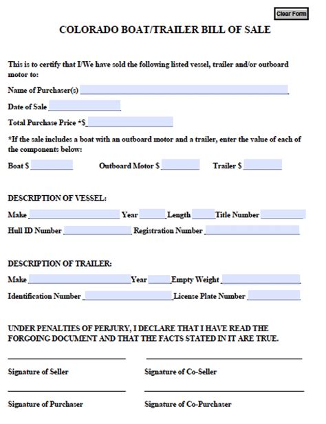 Bill Of Sale Template For Boat Motor And Trailer
