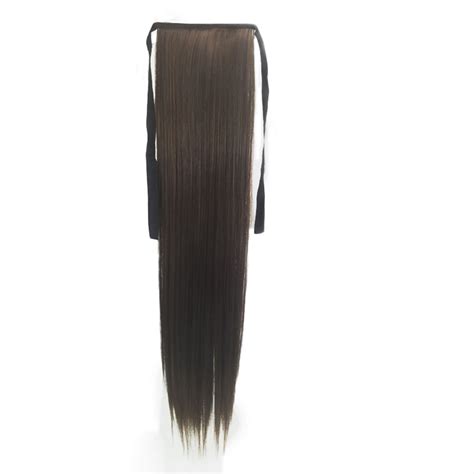 21 Inch Long Straight Hair Pieces Fake Hair Ponytail Drawstring Ribbon