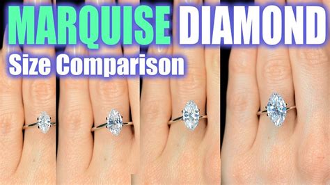Marquise Cut Diamond Size Comparison On Hand Finger Engagement Ring