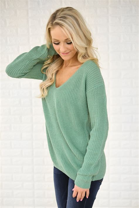 mint knit back lace sweater the pulse boutique