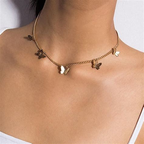Beautiful Butterfly Charm Chain Choker Necklace Collar De Mariposa