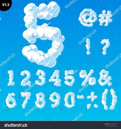 Vector Illustration Of Cloud Alphabet On A Blue Sky Background Font