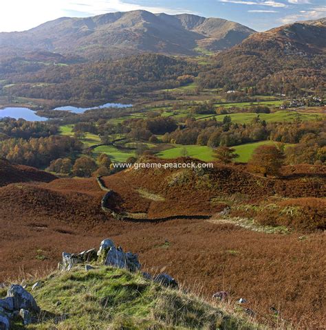 Elterwater And The Langdales In Autumn From Loughrigg Fell Lake District