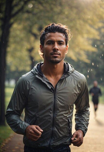 Premium Ai Image Handsome Man Running In A Park
