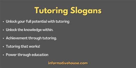 150 The Best And Most Catchy Tutoring Slogans Informative House