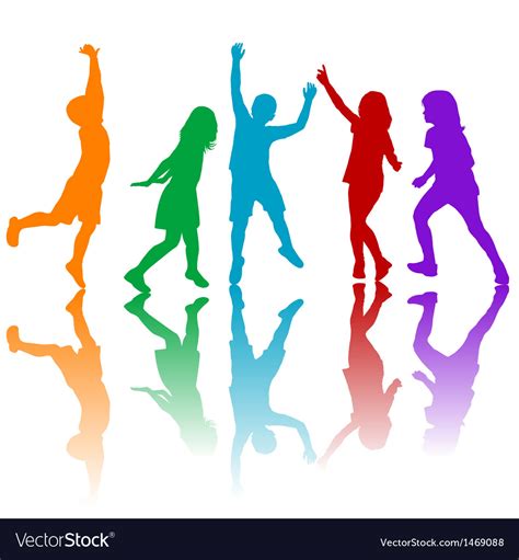 Colored Children Silhouettes Royalty Free Vector Image