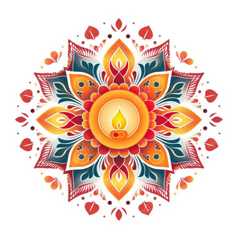 Happy Diwali Diya Greeting With Traditional Mandala Vector Shubh
