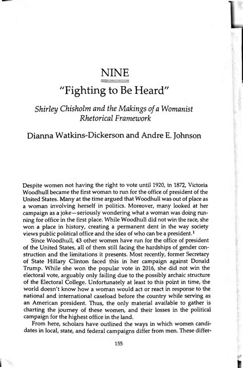 Pdf Fighting To Be Heard Shirley Chisholm And The Makings Of A