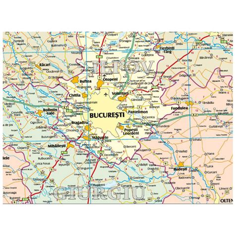 Harta Romania Administrativ Rutiera Laminata De Perete 200x140 Cm