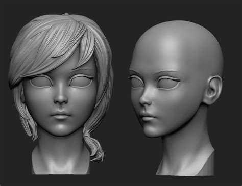 Three Different Views Of The Head And Face Of An Alien Woman One With