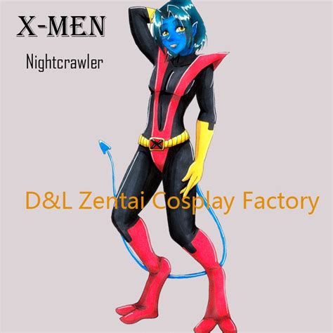 Free Shipping Dhl X Men Nightcrawler Superhero Costume Red And Black