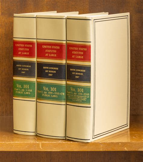 United States Statutes At Large Volume 101 In 3 Books 1987 United States Congress 100th 1st