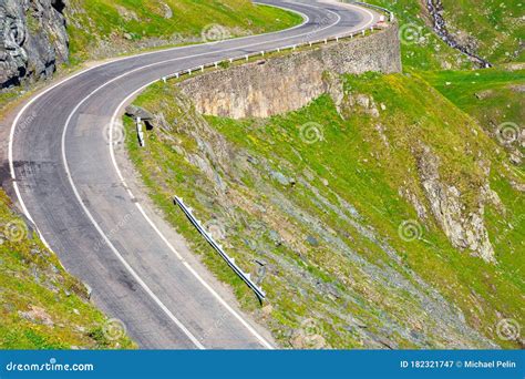 Winding Mountain Road On A Sunny Day Stock Image Image Of Open