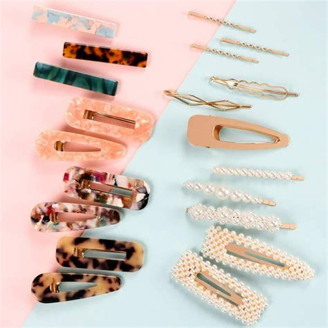 syeenify fashion hair clips set 20 pcs pearls hair clips acrylic resin hair barrettes hollow